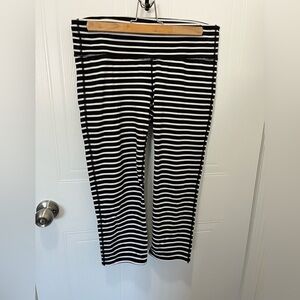 Athleta Black and White Striped Cropped Leggings